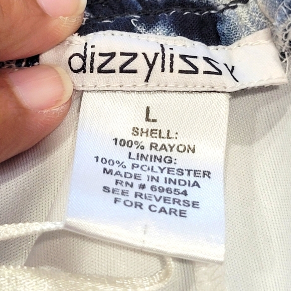 Large Tie Dye Smocked Lined Tassle String Long Sleeve Off the Shoulder Tunic - Picture 7 of 7